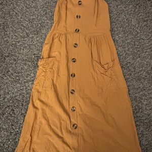 Button-Down Midi Dress with Pockets